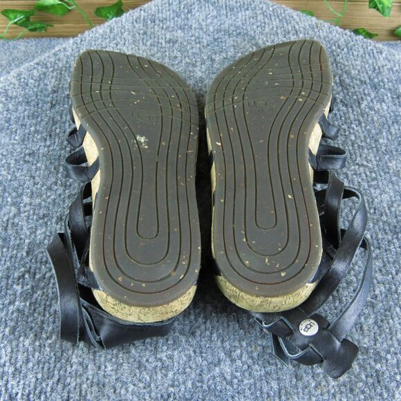Ugg Women's Gladiator Black Leather Sz 5 Medium (B, M) Gently Used 2025 - Picture 5 of 6